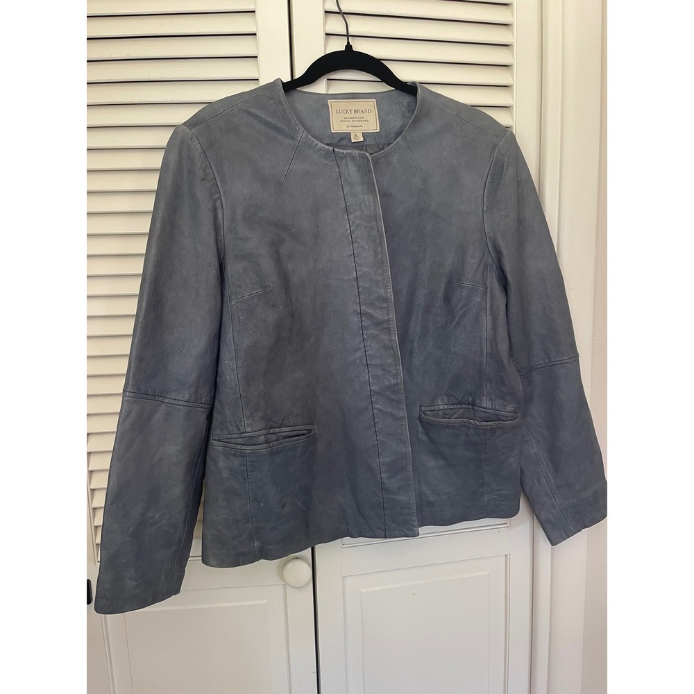 Lucky Brand 100% Lamb Leather Jacket Womens XL Gray